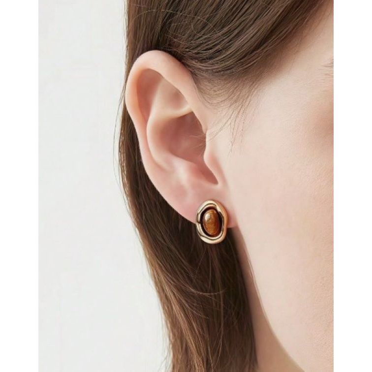 (Pantone 2025) mija.stories - nutmeg earrings ต่างหูสีน้ำตาล