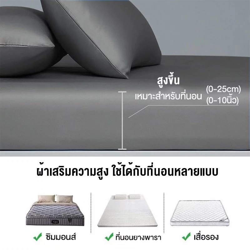 ผ้าปูที่นอนกันไรฝุ่น สีพื้น สำหรับเตียง 3.5ฟุต/5ฟุต/6ฟุต thumbnail 7