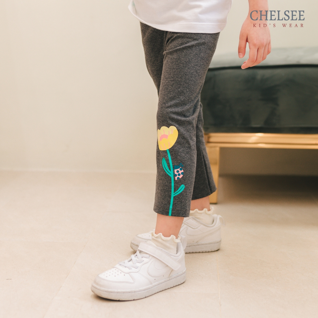 Chelsee กางเกงเลกกิ้ง เด็กผู้หญิง ลายดอกไม้ ผ้า Cotton 95% Spandex 5% ยืดหยุ่น อายุ 1.5-10ปี รุ่น 238109