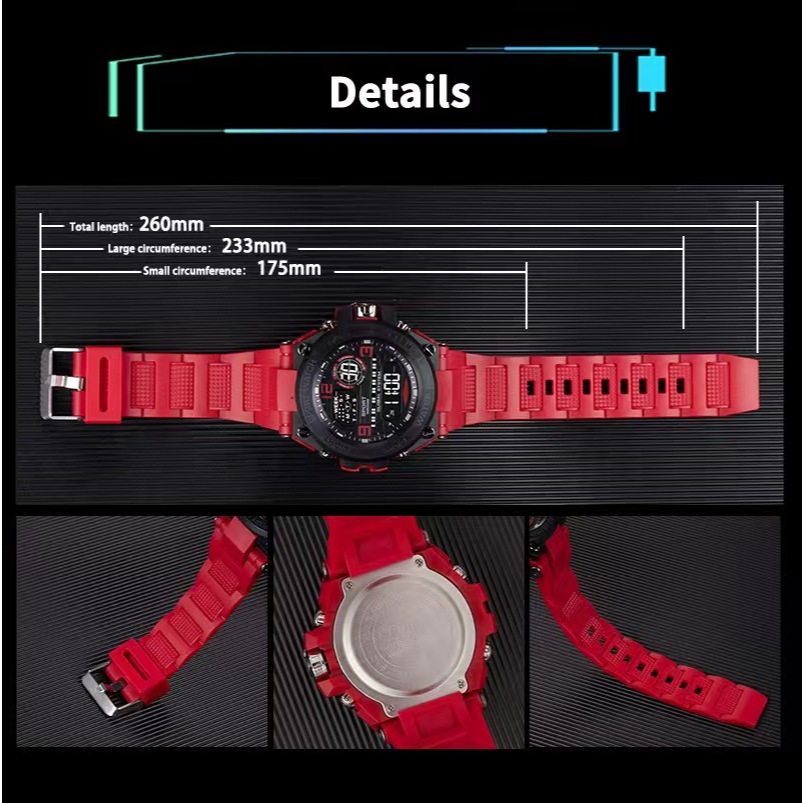 Sportwatch 5นาฬิกาข้อมือดิจิทัล ดิจิตอลสายยาง สําหรับผู้ชาย นาฬิกาแฟชั่นกันน้ำกีฬา จับเวลาตั้งปลุกได้ ส่งด่วนจากกทม - รูปที่ 7