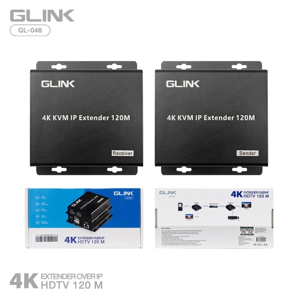 Glink GL-048 HDMI Extender Over IP 120M 4K KVM Function อุปกรณ์ขยายสัญญาณ