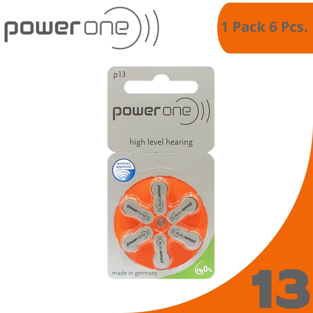 Power One A13 ถ่านเครื่องช่วยฟังเบอร์13 สีส้ม สำหรับใส่เครื่องช่วยฟังของแท้ Hearing Aid Batterry