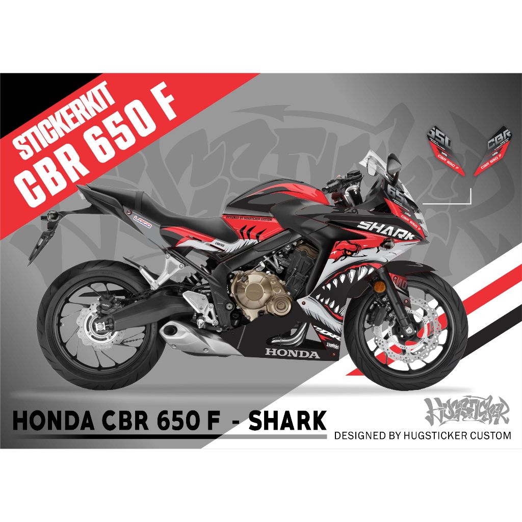Hugsticker สติ๊กเกอร์ติดรถ สติ๊กเกอร์ CBR650F ลายฉลาม (Shark)