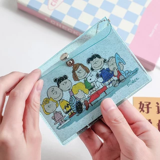 กระเป๋าสตางค์ PVCใสกันน้ําใส่บัตรเครดิต/เหรียญ, กระเป๋าสตางค์แบบใส มีกากเพชร มีกระดุมแม่เหล็ก (5 สีให้เลือก)