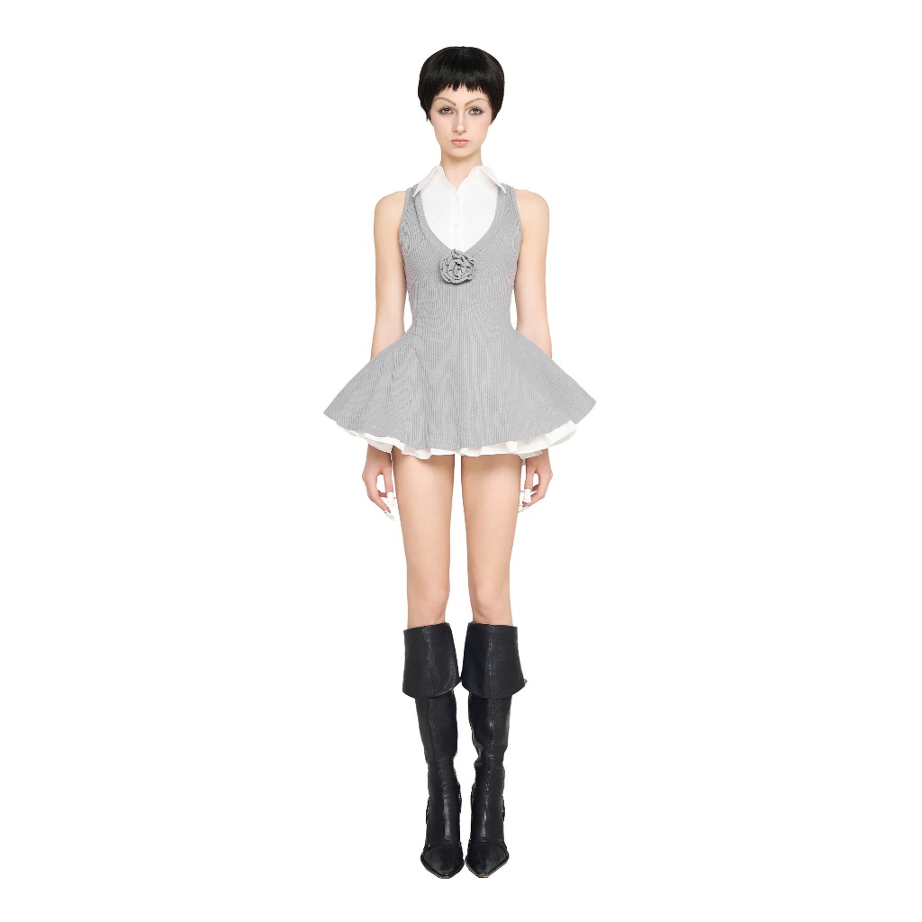 LSOUL Moore Dress ชุดเดรสกระโปรงบานสั้นสีเทา