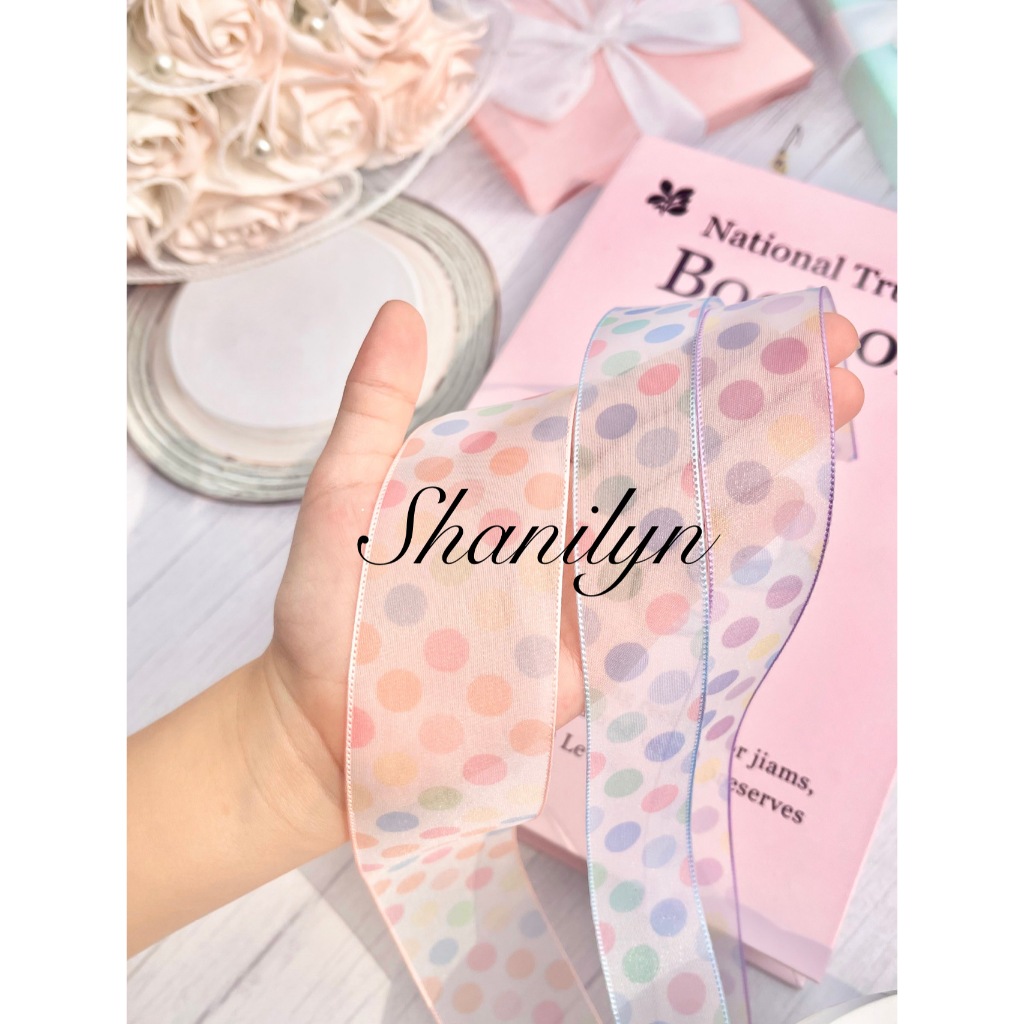 🌟น่ารักมาก🌟 33/33 ริบบิ้นเนื้อซีทรู สวยน่ารัก หน้ากว้าง 4 และ 2.5 เซน ราคาต่อหลา ตกแต่งเสื้อผ้า กระเป๋า ทำโบว์