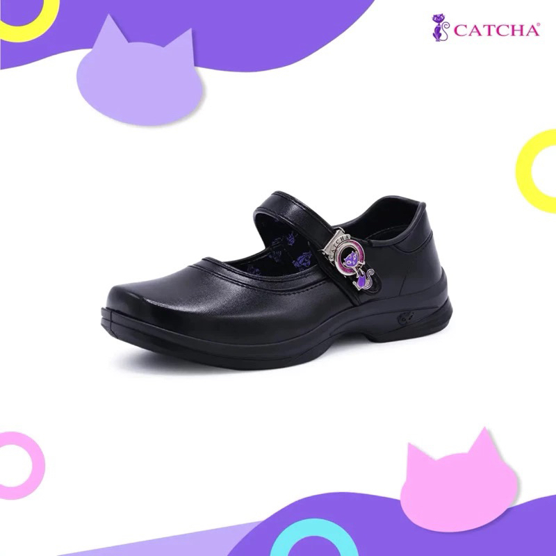 รองเท้านักเรียนของเด็กผู้หญิง Catcha สีดำ