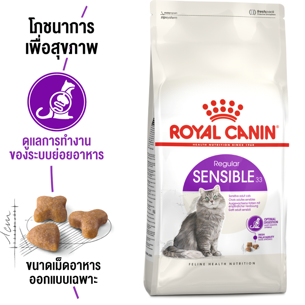 Royal Canin Sensible 2kgอาหารแมวโต 1 ปี ขึ้นไป ที่มีปัญหาระบบย่อยอาหาร 2 kg