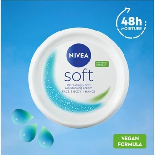 พร้อมส่ง/นำเข้า NIVEA Soft Moisturising Cream Vegan Formula 200 ml.