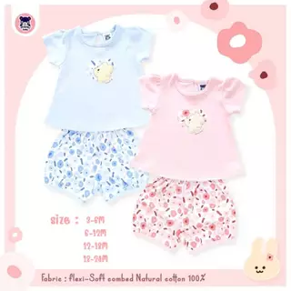 Mami baby ชุดเด็กผู้หญิง เสื้อยืดแขนสั้น กางเกงขาสั้น 3เดือน-2ขวบ