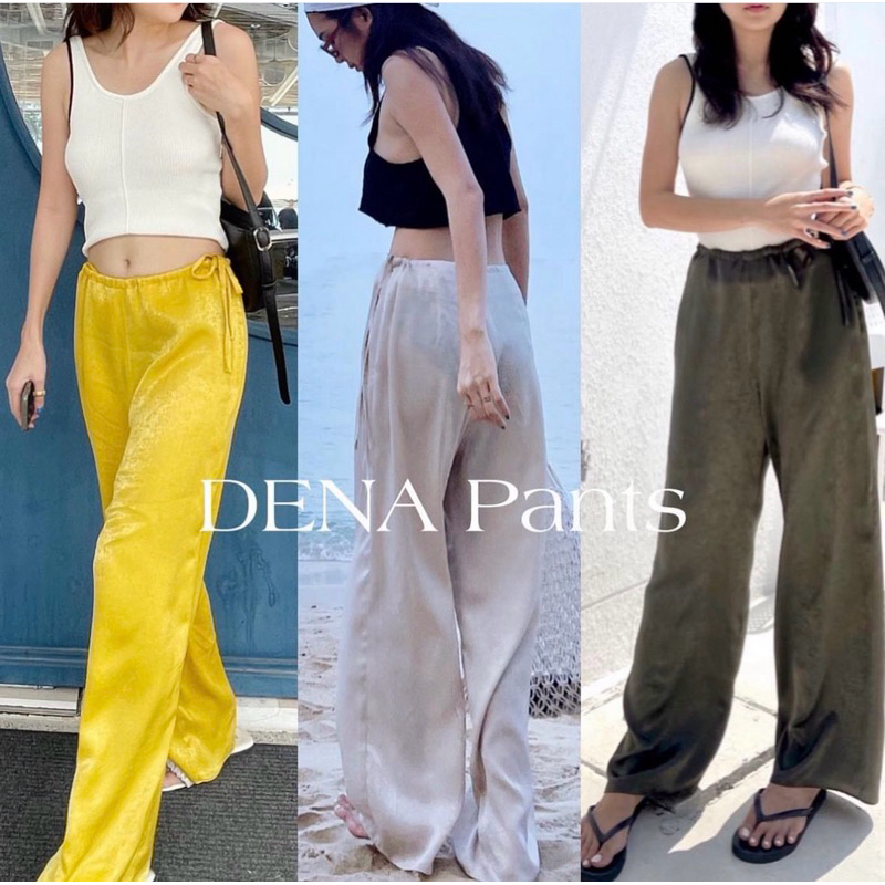 พร้อมส่ง Dena Pants กางเกงผ้าซาติน ผูกเอว สุดเก๋รับซัมเมอร์