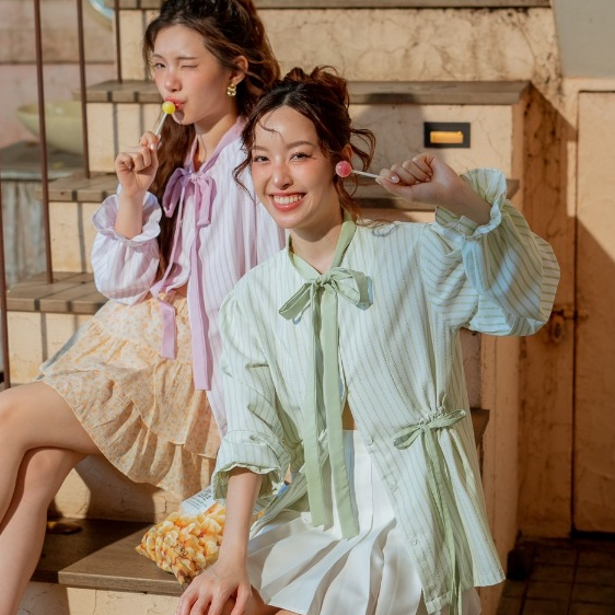 kokiji - Emmie shirt เสื้อเชิ้ตแขนยาว ผ้านิ่มยับยาก คอผูกโบว์