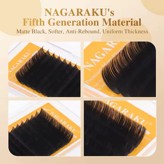 (ร้านในไทย)ขนตาเส้นแบนปลายแฉก NAGARAKU 5th Generation Premium Matte Ellipse Lash(Air Series)#อุปกรณ์ต่อขนตาพร้อมส่งในไทย
