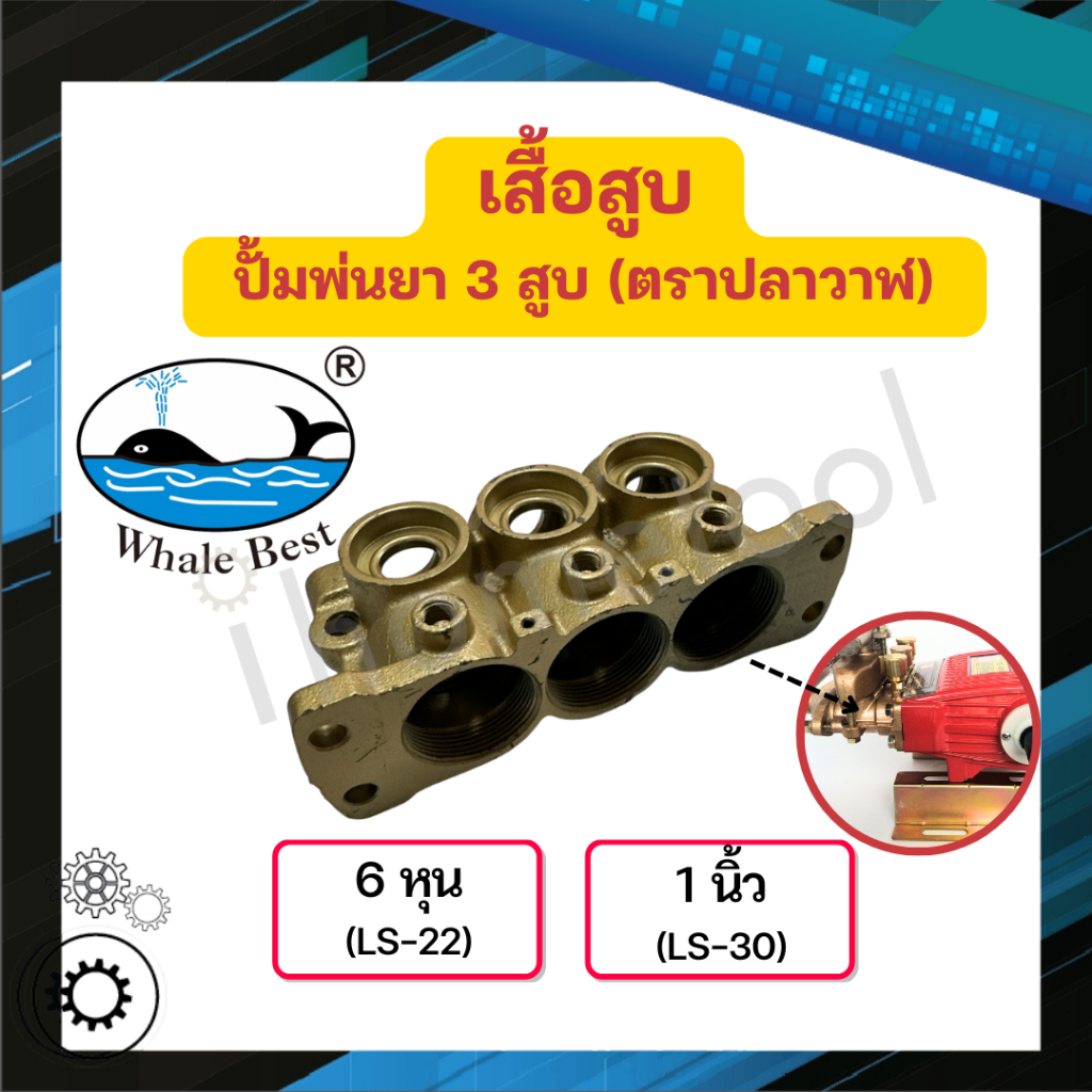 เสื้อสูบ ปั้มพ่นยา 3 สูบ ตราปลาวาฬ LS-22, LS-30 อะไหล่ปั้มพ่นยา ชุดซ่อมปั้มพ่นยา เสื้อสูบปั๊มพ่นยา