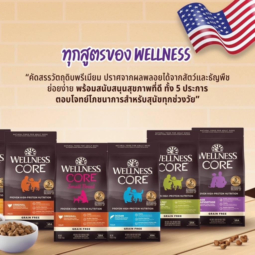 WELLNESS CORE อาหารสุนัขพรีเมี่ยม มีให้เลือกหลายสูตรทุกช่วงวัย (สุนัขเด็ก - สุนัขโต)