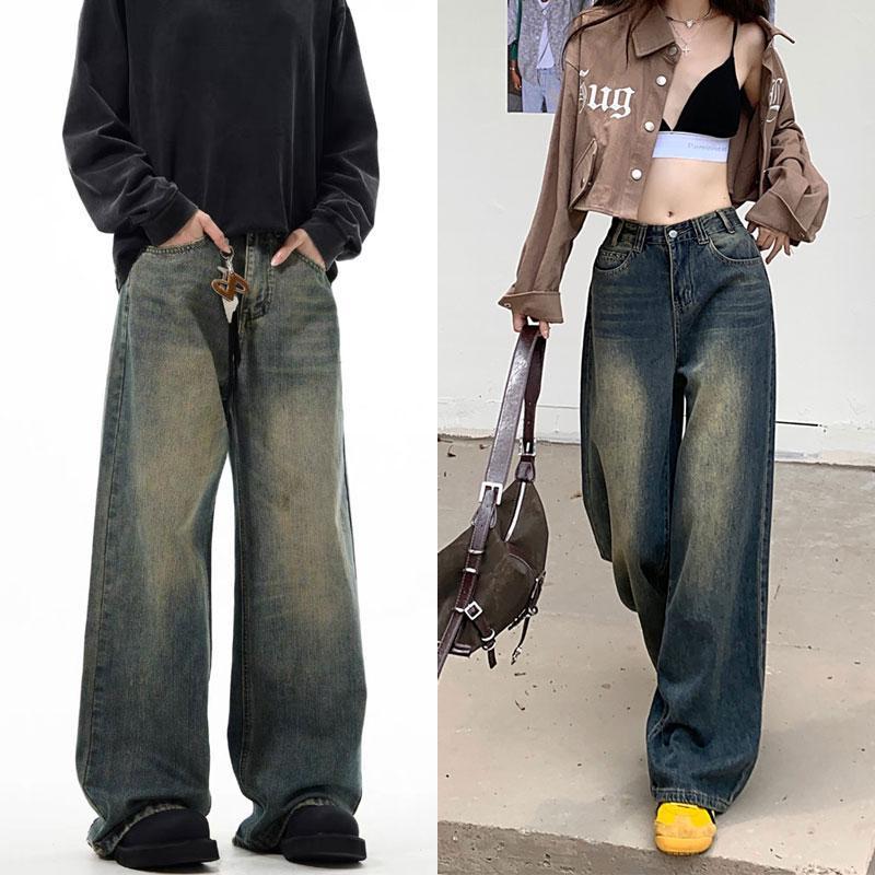 919JEANS กางเกงยีนส์ขากระบอกกลางสีเฟดสนิมเข้ม Vintage ผ้าไม่ยืด เอวสูง ความยาว