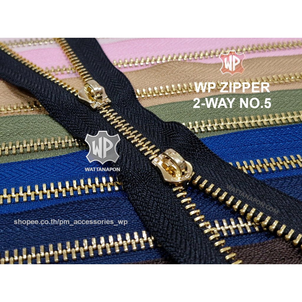 WP ZIPPER 2-WAY No.5 ซิปกระเป๋า ซิปตัดทูเวย์ ฟันทองเหลือง ซิปกระเป๋า ราคาต่อ1หลา, price per 1 yard