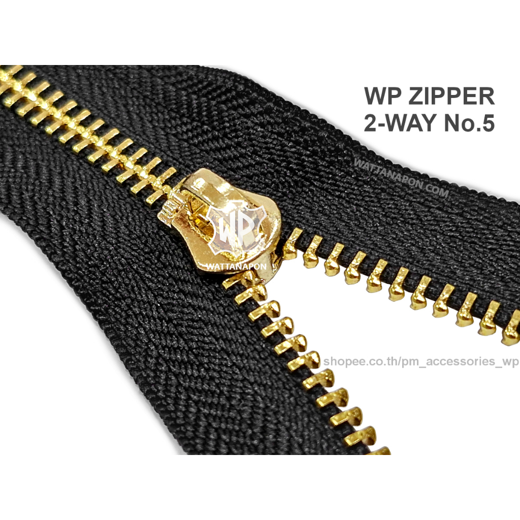 WP ZIPPER 2-WAY No.5 ซิปกระเป๋า ซิปตัดทูเวย์ ฟันทองเหลือง ซิปกระเป๋า ราคาต่อ1หลา, price per 1 yard