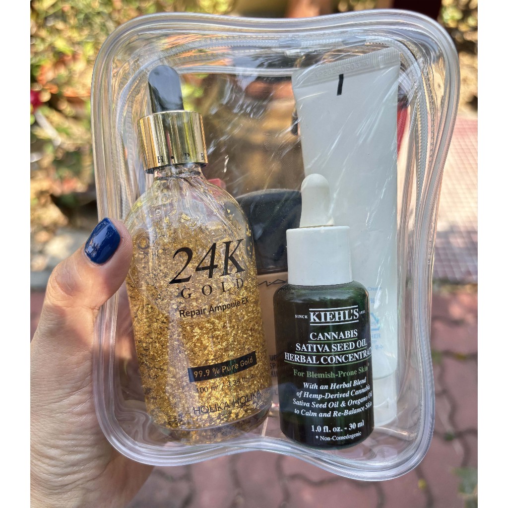 กระเป๋าใสใส่เครื่องสำอาง กระเป๋ากันน้ำ มีตะขอห้อยพกพาได้ กระเป๋าพลาสติก กระเป๋าใส่ของจิปาถะ แบบใสมองเห็นสะดวก