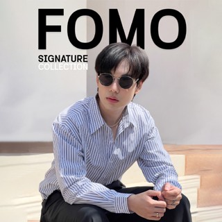 Fomo-เชิ้ตแขนยาว สีขาวลายทาง เสื้อเชิ้ตลายทาง