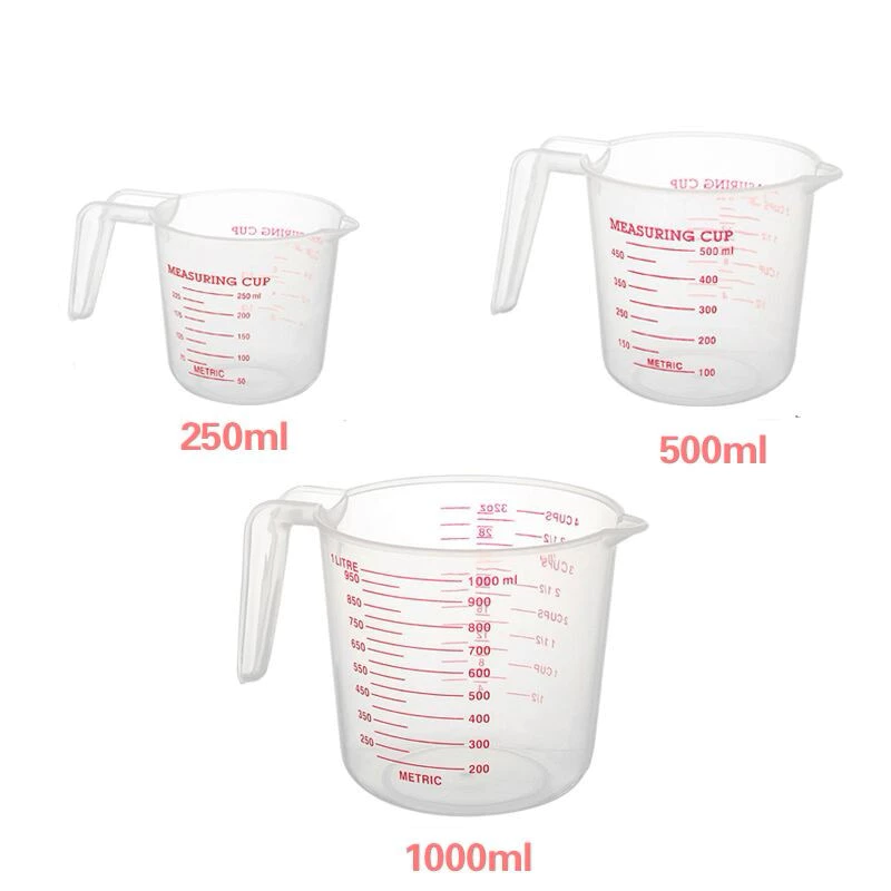 ถ้วยตวงพลาสติก เหยือกตวงพลาสติก สเกลแดง 250/500/1000ml