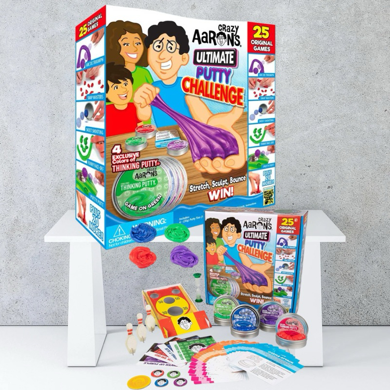 Crazy Aaron’s Ultimate Putty Challenge Board Game - 25 Ways to Play and Four Exclusive 3" Thinking P