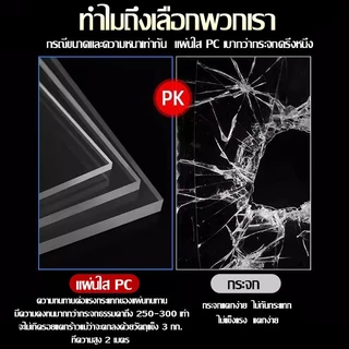 PC แผ่นอะคริลิคใส แผ่นหลังคา สีใสดัดโค้งได้แผ่นอะคริลิค เคลียร์สต๊อค แผ่นอคีลิค แผ่นพลาสติกใส อคริลิคหนา แผ่นอะคริลิคใส