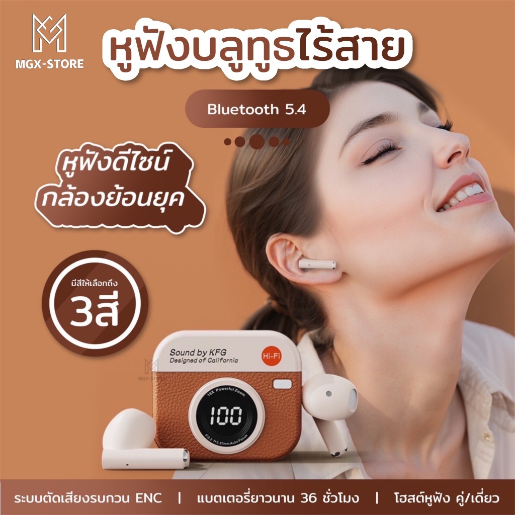 LiBRA M15 หูฟังบลูทูธ TWS v5.4 HIFI ลดเสียงรบกวน ดีไซน์กล้องน่ารัก รองรับทั้งIOS และ ANDROID [รับประกัน 1 ปี]