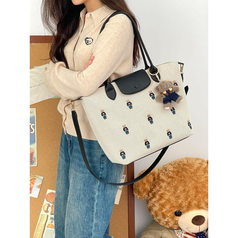 GUOOBEAR กระเป๋าสะพายไหล่ สะพายข้าง ผ้าแคนวาส