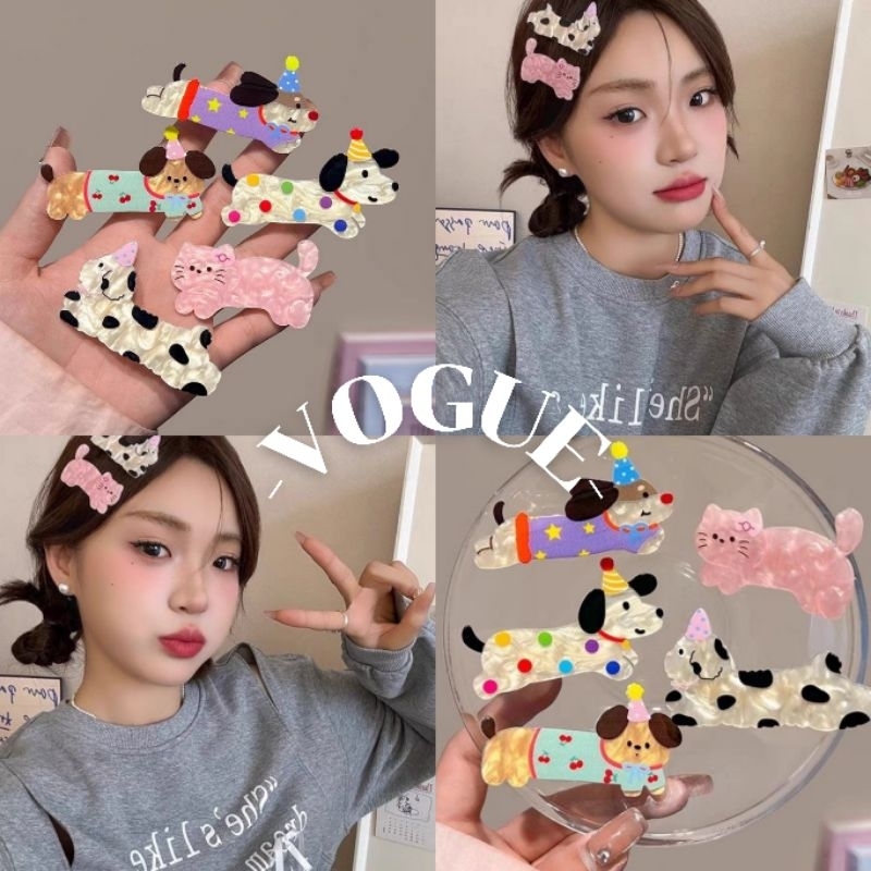 Vogue พร้อมส่ง น่ารักลูกสุนัขแมวกิ๊บสาวผมหักเรียบกิ๊บขนาดเล็ก (VO-4)