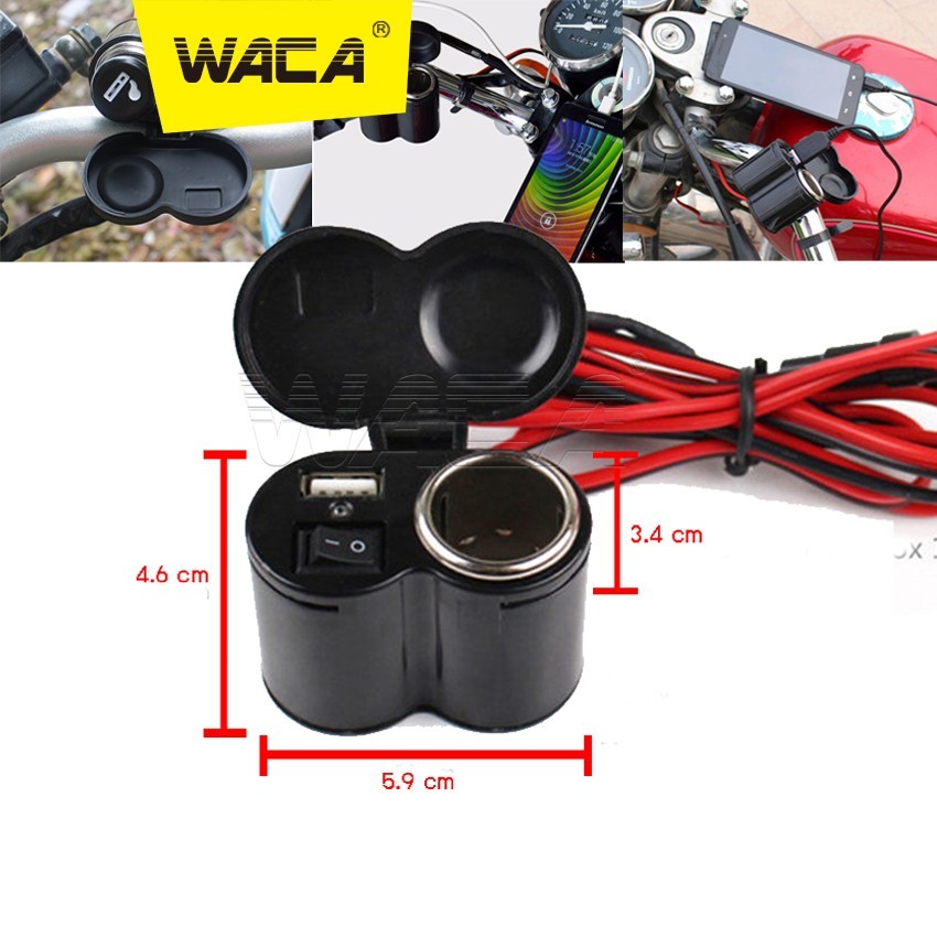 WACA สวิตซ์  OFF RUN เปิด-ปิด กันน้ำ สวิตส์ออฟรัน+USB ชาร์จมือถือ สวิท แบบรัดที่แฮนด์  สำหรับมอเตอร์ไซค์ทุกรุ่น ^PA - รูปที่ 2