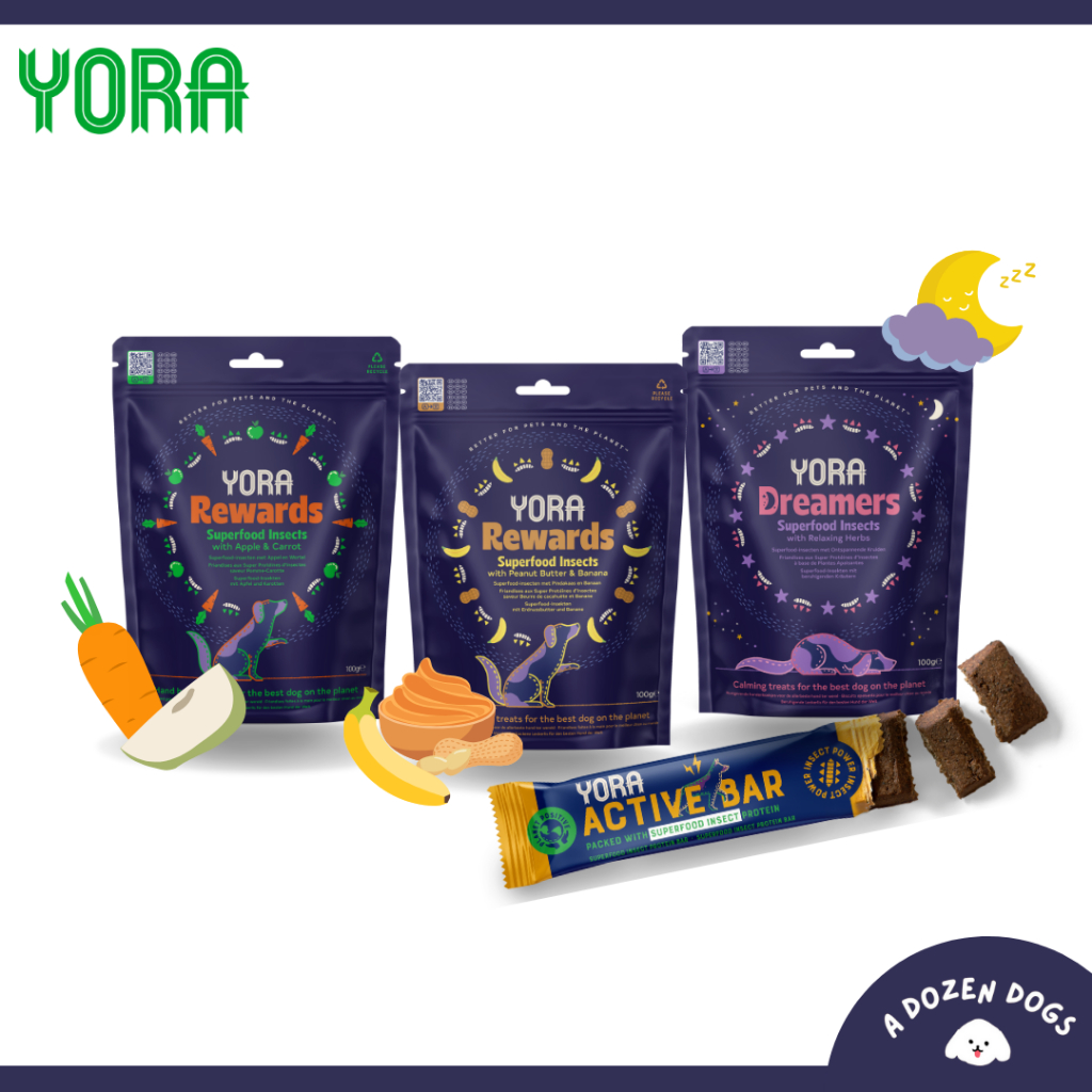 YORA Dog Rewards ขนมสุนัขโปรตีนแมลง Apple Carrot/ Peanut Butter/ Dreamer Relaxing Calm/ Active Bar