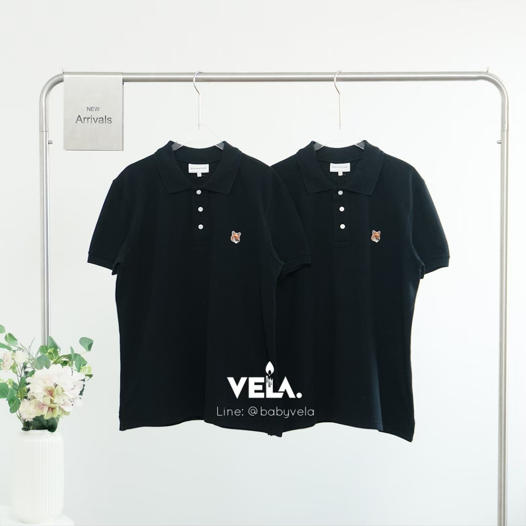 ❤️ พร้อมส่ง ❤️Maison Kitsuné Fox Head Patch Regular Polo (Black) แท้💯%