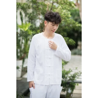 เสื้อพื้นเมืองทรงหม่อฮ่อมผ้าฝ้าย สีขาว ใส่สบาย7แบบ แขนสั้น/แขนยาว ราคาถูก มีปลายทาง