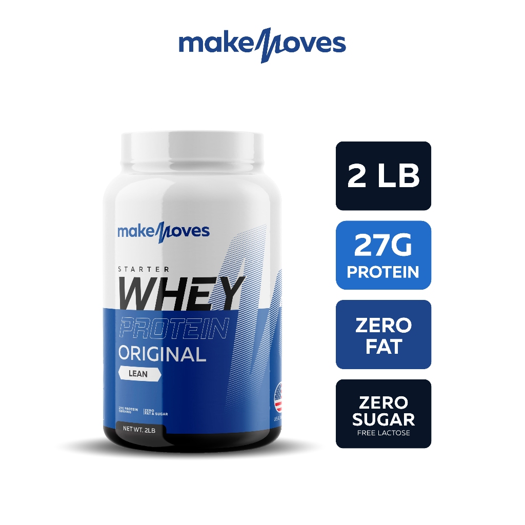 MakeMoves Whey Protein Isolate 2LB สูตรลีนไขมัน โปรตีนสูง ไม่มีน้ำตาล