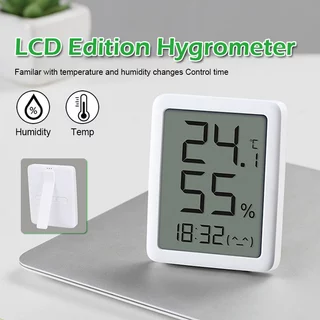 Miaomiaoce เครื่องวัดอุณหภูมิและความชื้น เซนเซอร์ความแม่นยําสูง จอLCD Thermometer & Hydrometer แสดงผลเวลาและวันที่