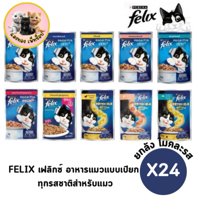 [ยกลัง 24 ซอง] FELIX เฟลิกซ์ อาหารเปียกแมว  ขนาด 85 กรัม