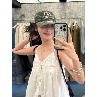 พร้อมส่ง🔥 หมวกเบสบอลพิมพ์ลายพรางสไตล์เกาหลี ins cap เย็บปักถักร้อยจดหมาย สไตล์ถนนย้อนยุค