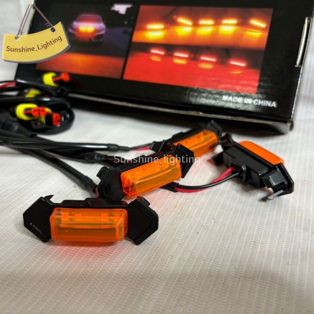 ไฟติดกระจังหน้ารถ ไฟสิว LED ชุด 4 ชิ้น สีส้ม