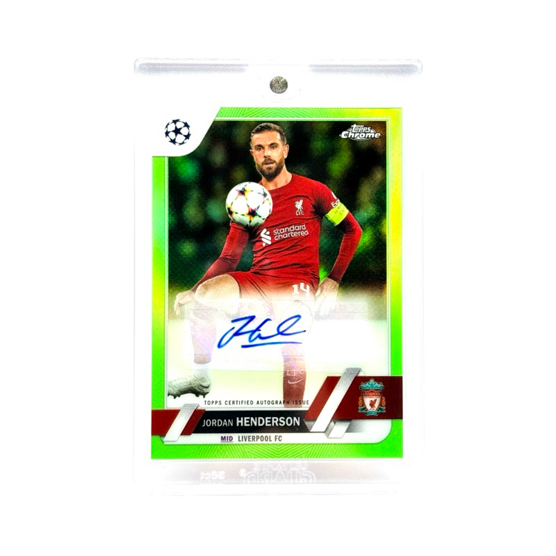 Topps Chrome UCC 22/23 Jordan Henderson Liverpool FC /99 Chrome Autograph Neon Green Refractors