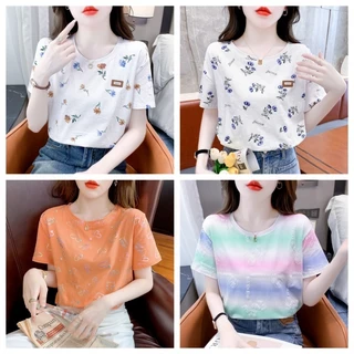 ⭐Summer⭐832ส่งไวจากไทย2XL-S เสื้อผ้าสตรี ins สไตล์ใหม่ หลวม ครึ่งแขน เสื้อยืด