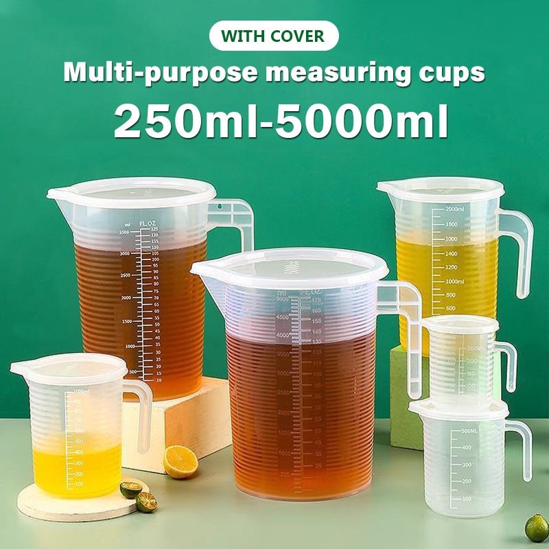 เหยือกตวงพลาสติก ถ้วยตวงเหลว พลาสติก ถ้วยพลาสติกถ้วยตวง แก้วตวงใส มีมือจับ ถ้วยตวงพลาสติกใส 6 ขนาด