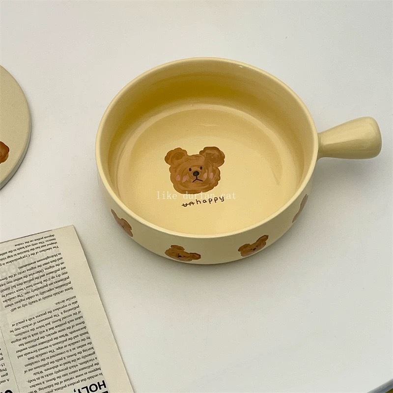 🏷️[Home] ♡ จานเซรามิค 𝗕𝗲𝗮𝗿 จานหมี 🐻 ชามหมี จานใส่อเนกประสงค์  สไตล์เกาหลี เข้าเตาไมโคเวฟได้ ♡  ชามสลัด - รูปที่ 5