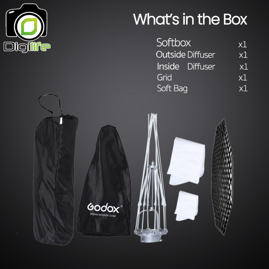 Godox Softbox SB-GUE 95 cm. Quick Release Octa Softbox With Grid ( Bowen Mount ) / Digilife Thailand