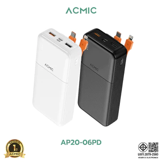 ACMIC AP20-06PD Powerbank 20000mAh พาวเวอร์แบงค์สายในตัว Type-C,L Cable ชาร์จเร็ว PD20W จ่ายไฟ Type-C ประกัน 1 ปี