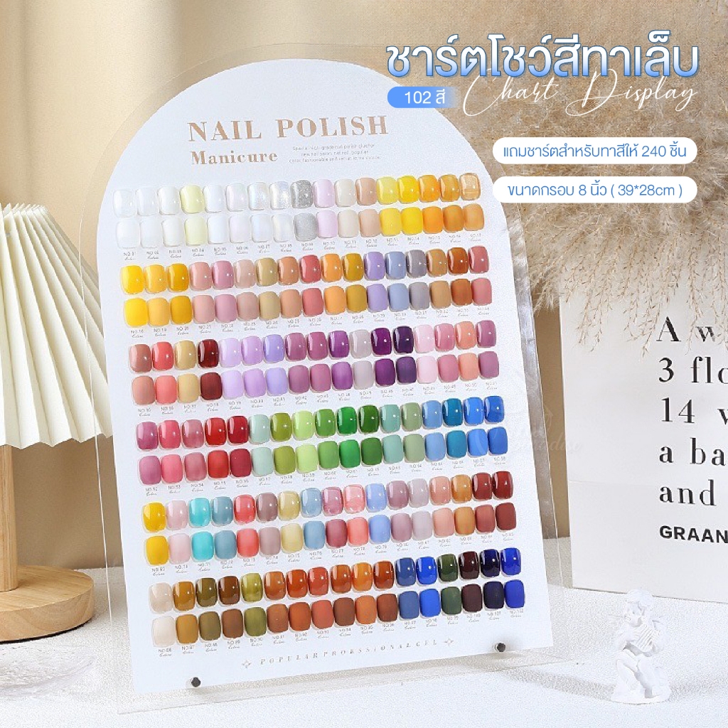 โชว์สีทาเล็บ 102สี แถมชาร์ตสำหรับทาสีให้ 240ชิ้น (ทรงสีเหลี่ยมเหมือนรูป)  ตั้งได้ Chart Color Displa