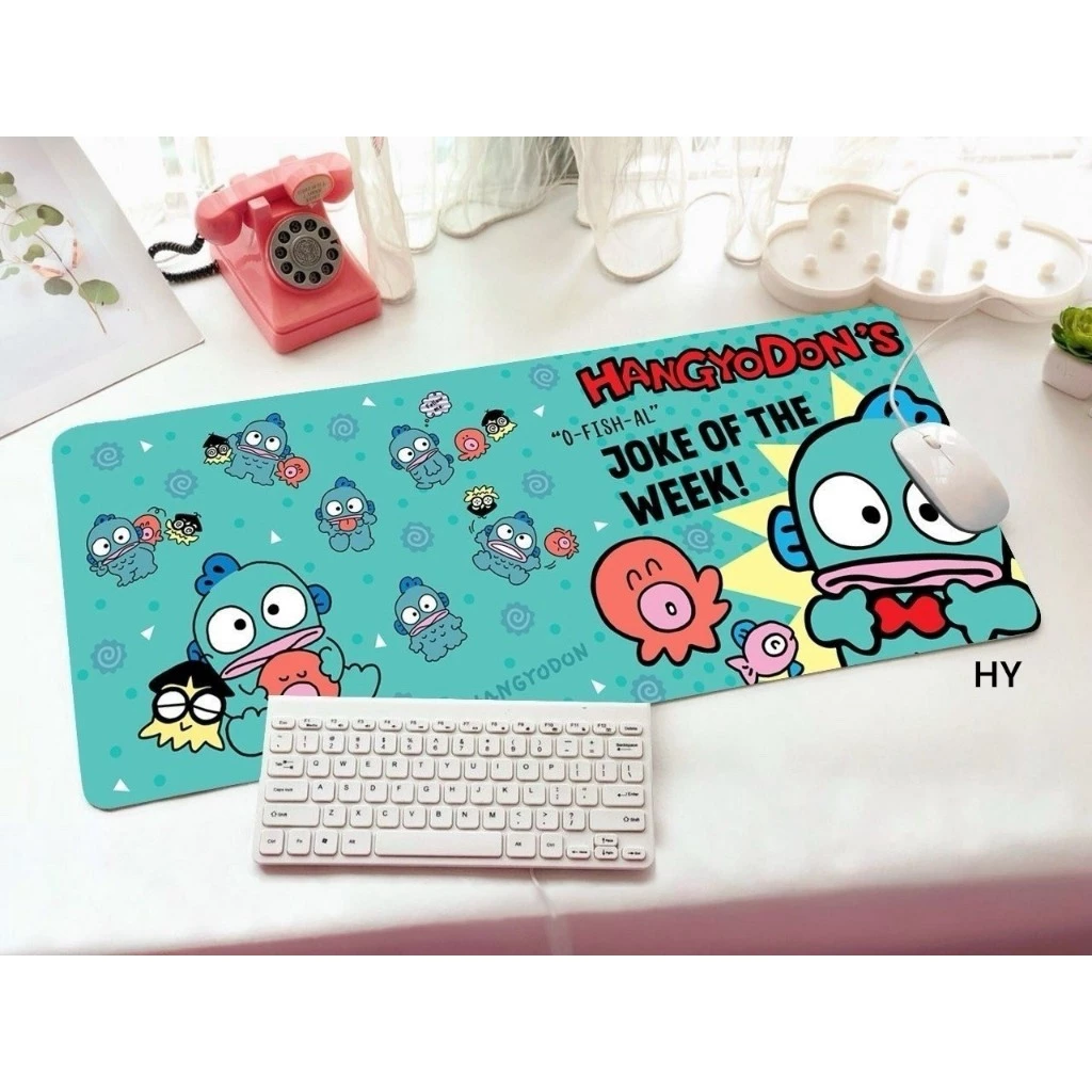 HANGYODON แผ่นรอง คีย์บอร์ด รองคีย์บอร์ด keyboard ลาย ปลาฮังโยดอน ขนาด 30 x 70 cm แผ่นหนานุ่ม มียางกันลื่น ด้านใต้ งานส
