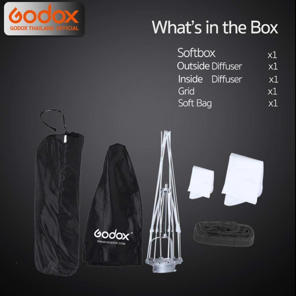 Godox Softbox SB-GUSW 80*120 cm. Quick Release Quad Softbox With Grid ( Bowen Mount ) / Godox Thailand