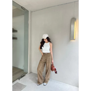 Proudly - wanwan jeans สีน้ำตาลชานม (ป้ายProudly S-3XL พร้อมส่ง)