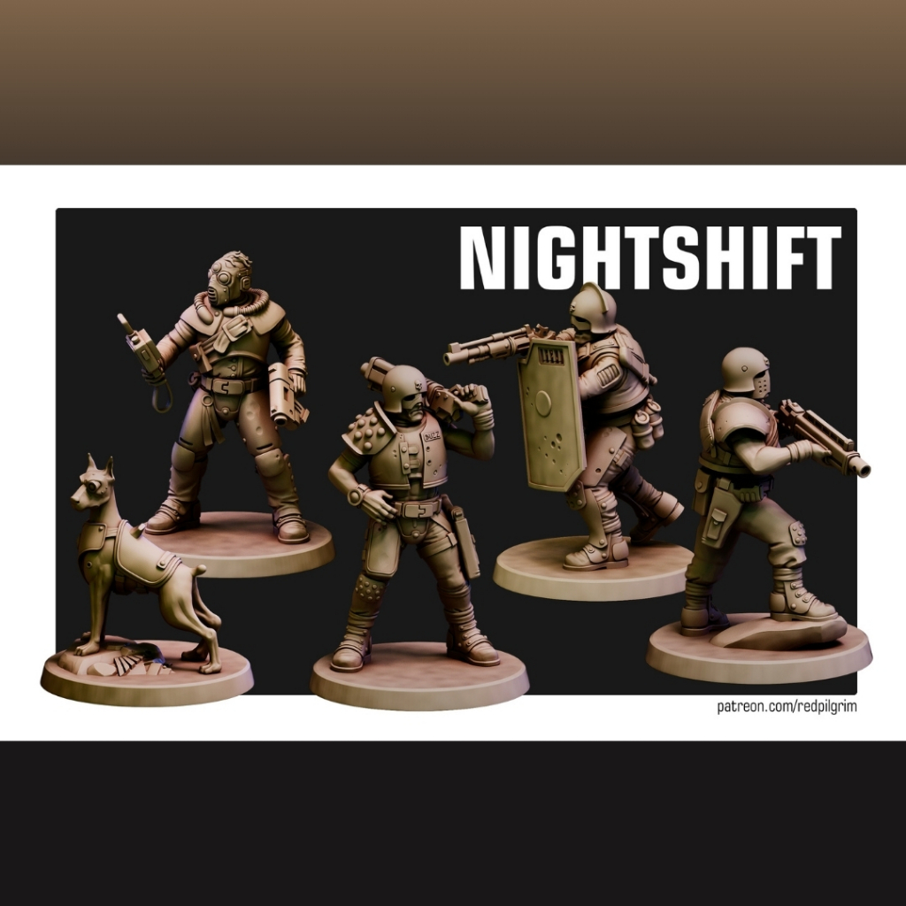 Night Shift - Humanoid Human Beast Dog / 28mm scale 3D printed miniature RPG